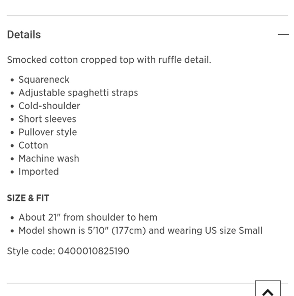 BB Dakota Smocked Ruffled Cotton Crop Top Size L - Picture 3 of 8